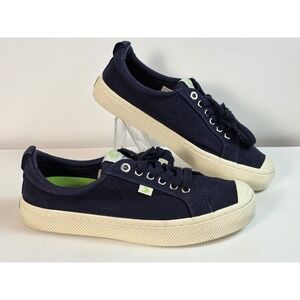 Cariuma Oca Low Shadow Sneakers Blue Canvas Organic Cotton Mens 9 Womens 10.5